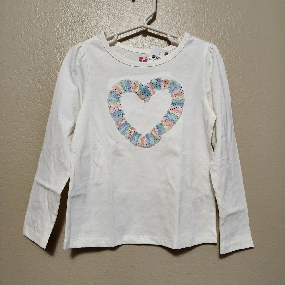 Lace Rainbow Glitter Heart Long-sleeve